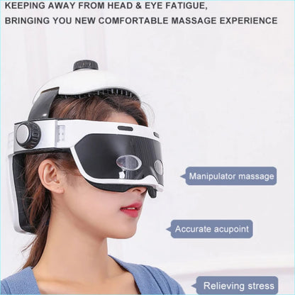 Electric Head Massager Home Relaxing Scalp Automatic Hot Compress Bluetooth Music Function Headache Air Kneading Massager Helmet