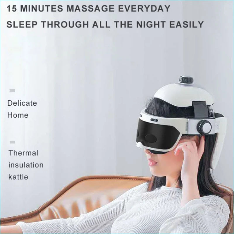 Electric Head Massager Home Relaxing Scalp Automatic Hot Compress Bluetooth Music Function Headache Air Kneading Massager Helmet